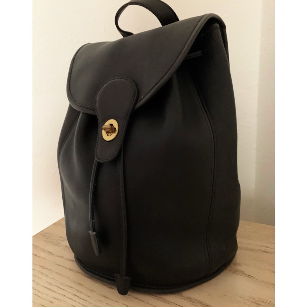 Vintage COACH Black Leather Weekend Backpack Rucksack Large Daypack 9943 - Picture 10 of 11